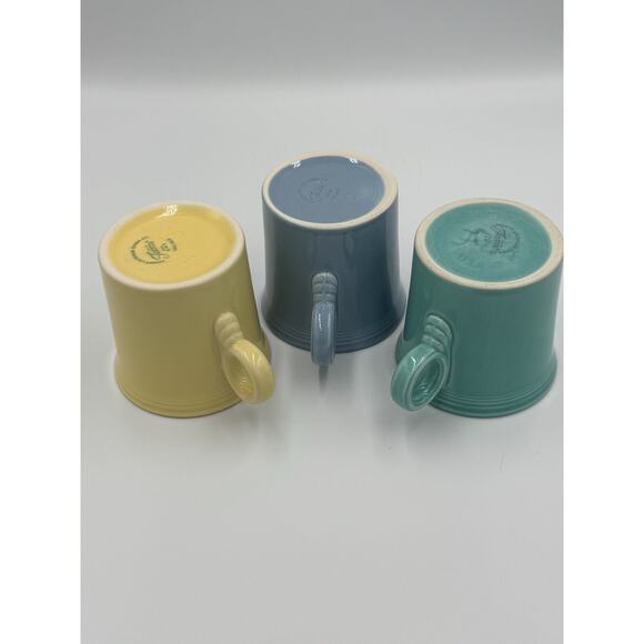 Vintage Fiestaware Java Mugs – Set of 3 – Yellow, Turquoise, Periwinkle - Picture 2 of 4